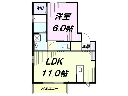 グローリエ(1LDK/2階)の間取り写真