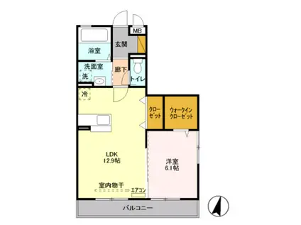 サンボナール北入曽(1LDK/3階)の間取り写真