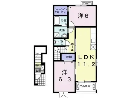 カーサ・レガーロⅠ(2LDK/2階)の間取り写真