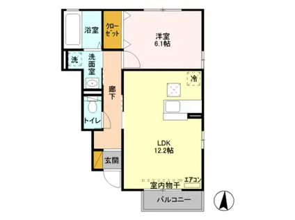 サンボナールB(1LDK/1階)の間取り写真