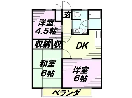 クレールメゾンA(3DK/2階)の間取り写真