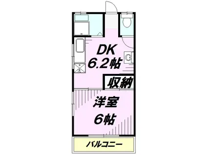 第2ときわハイツ(1DK/1階)の間取り写真