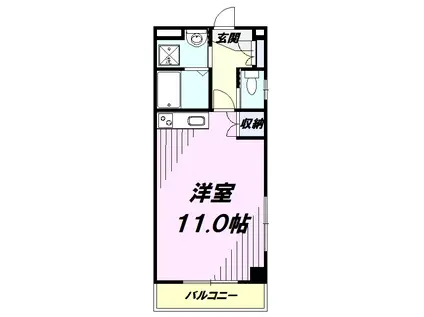 ユーネットⅡ(ワンルーム/2階)の間取り写真