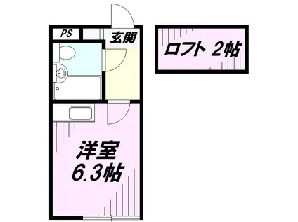 RENO所沢(ワンルーム/2階)の間取り写真