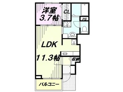 サンライズ テール(1LDK/1階)の間取り写真