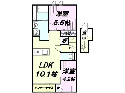 西武池袋・豊島線 仏子駅 徒歩7分 2階建 築6年(2LDK/2階)の間取り写真
