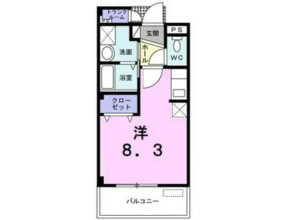 ソレイユ新狭山(ワンルーム/3階)の間取り写真