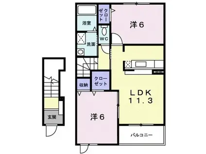 フローラ(2LDK/2階)の間取り写真