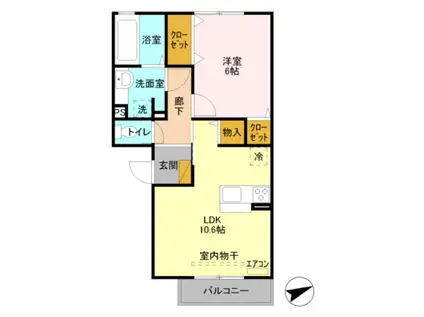 グラウクスE(1LDK/2階)の間取り写真