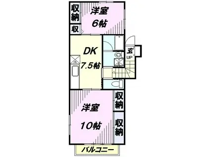 ベル・セゾン(2DK/2階)の間取り写真