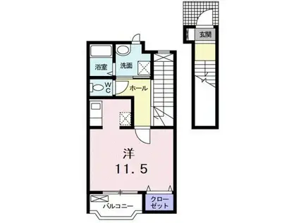 セレッソ(ワンルーム/2階)の間取り写真