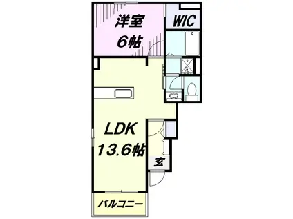 フェリオ若狭(1LDK/1階)の間取り写真
