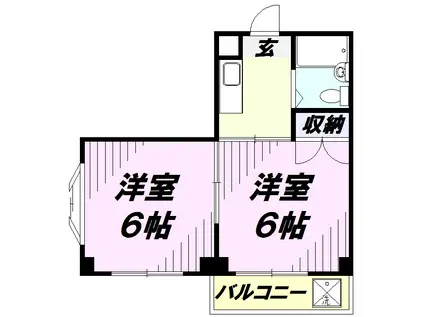 ランドフォレスト航空公園(2K/1階)の間取り写真