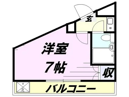 まるみ煉瓦館(1K/4階)の間取り写真