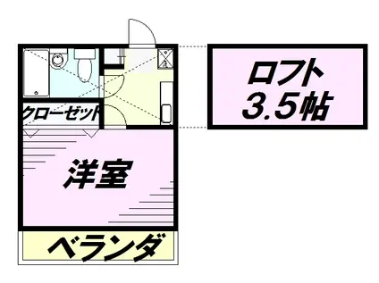 アルカディア(1K/2階)の間取り写真