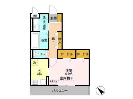 コリーヌオッツ(1K/3階)の間取り写真
