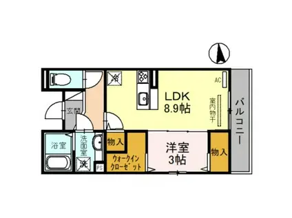 クレセント東住吉(1LDK/3階)の間取り写真