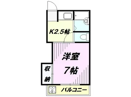 ファミール西所沢(1K/2階)の間取り写真