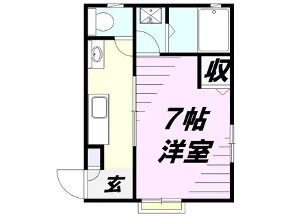 カーサ・ビアンコ(1K/1階)の間取り写真