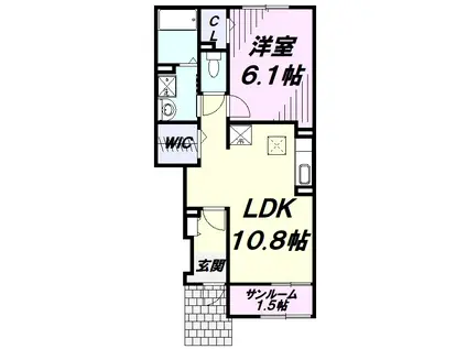 デューデ ルミエール(1LDK/1階)の間取り写真