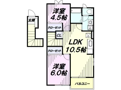 LAUREL(2LDK/2階)の間取り写真