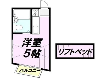 グリーンハイツ(ワンルーム/2階)の間取り写真