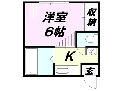 フォーブル関(1K/2階)の間取り写真