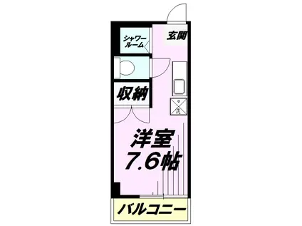 小手指・シティーハイツ(ワンルーム/2階)の間取り写真
