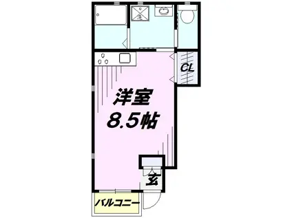 ヴィラージュ野口町(ワンルーム/1階)の間取り写真