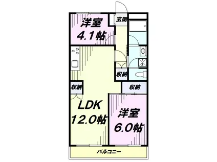 サンヴェール(2LDK/1階)の間取り写真