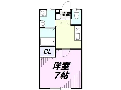 入間テラスⅡ(1K/2階)の間取り写真