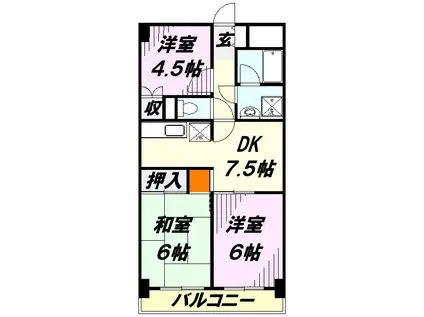 メルベイユ・フジ(3DK/4階)の間取り写真