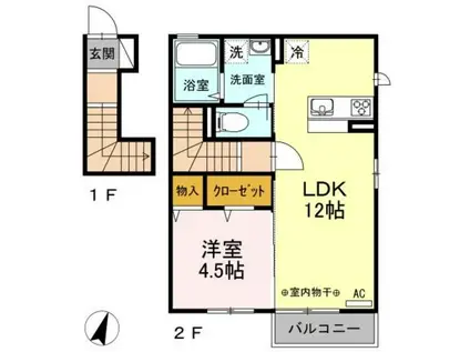HERITAGE(1LDK/2階)の間取り写真