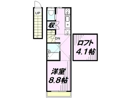 ジュネス南住吉(ワンルーム/2階)の間取り写真