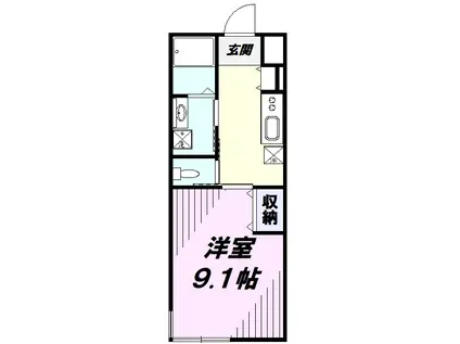 フォレストガーデン(1K/1階)の間取り写真