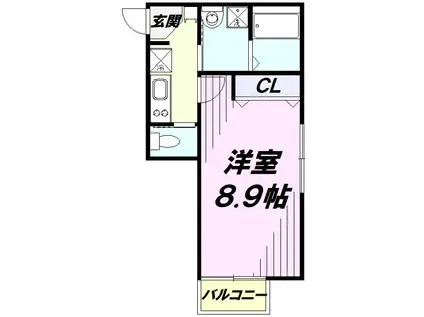 キャメル狭山Ⅱ(1K/2階)の間取り写真