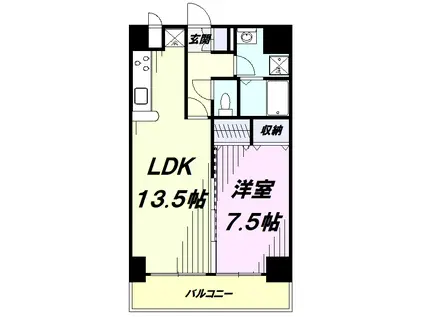 ラフィネ所沢(1LDK/8階)の間取り写真