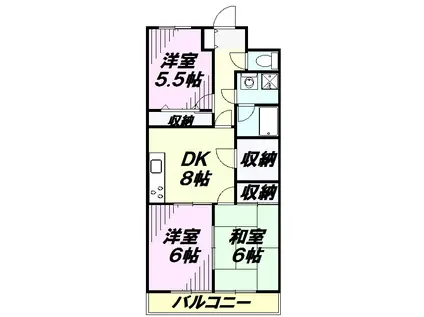 グリーンガーランド所沢1号館(3SDK/1階)の間取り写真