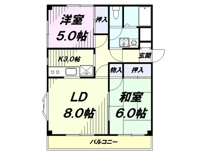 メゾン弥生(2LDK/2階)の間取り写真