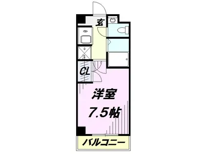 西武池袋・豊島線 所沢駅 徒歩5分 3階建 築23年(1K/1階)の間取り写真