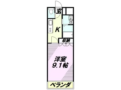 ペティハウス弐番館(1K/3階)の間取り写真