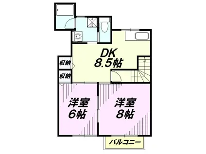 ベル・セゾン(2LDK/2階)の間取り写真