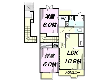 プリティレジデンス(2LDK/2階)の間取り写真