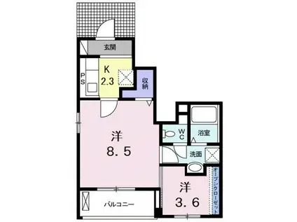 シャルール(2K/1階)の間取り写真