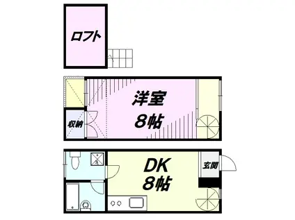 ラフォーレK-1(1DK/1階)の間取り写真