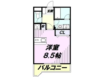 トミボナール(ワンルーム/3階)の間取り写真
