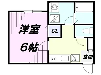 AMBITION入間川(1K/1階)の間取り写真