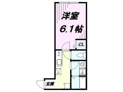 AMBITION入間川(1K/1階)の間取り写真