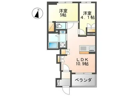 ラグーザⅡ(2LDK/1階)の間取り写真