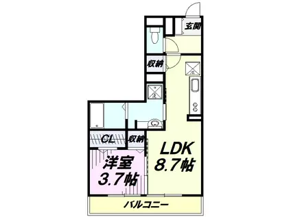 セジュールZENⅢA(1LDK/2階)の間取り写真